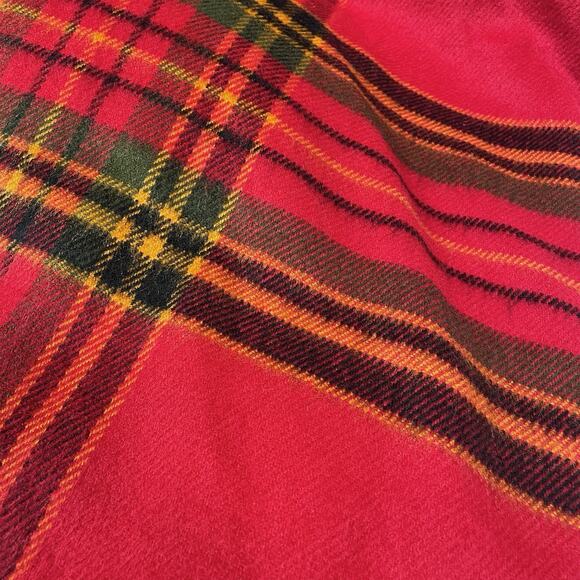 Vintage Forum Panco Cape Wrap Shawl Red Tartan Plaid One Size Fringe Cozy Fall - Picture 5 of 7